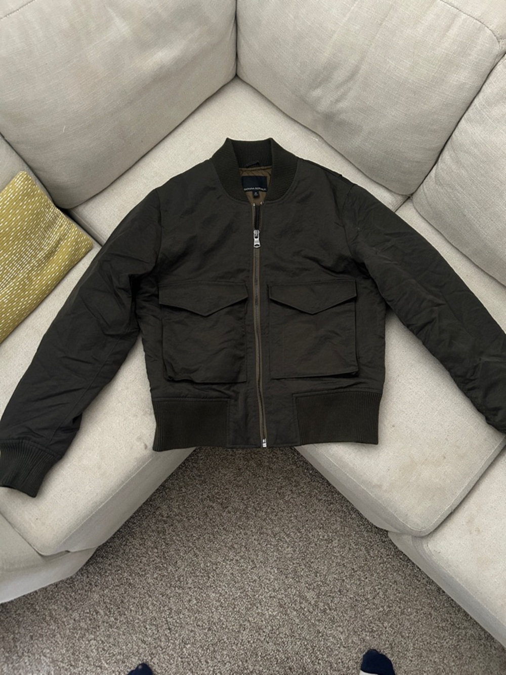 Men's Black Bomber Jacket with Front Flap Pockets